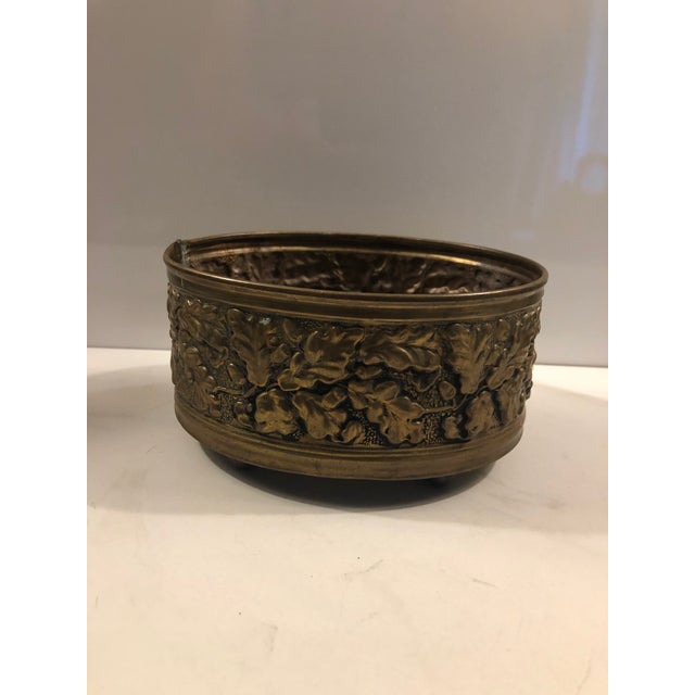 1950s English Oak Leaf Brass Planter, Footed For Sale - Image 10 of 11