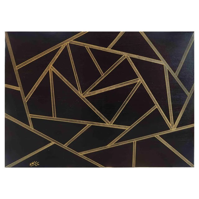 Anna Maria Caboni, Golden Black, Original Acrylic Painting, 2022 For Sale