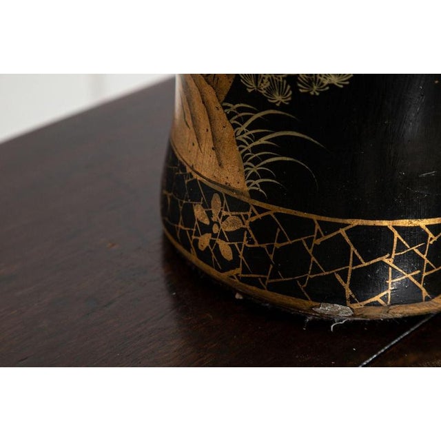 Large English Chinoiserie Papier-Mâché Table Lamps, 1950, Set of 2 For Sale - Image 15 of 16