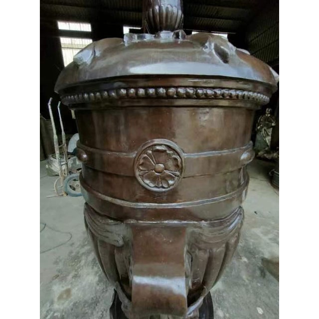French One-of-a-Kind, Large Full Bronze Urns Pair, New, Indoor, Outdoor For Sale - Image 3 of 6