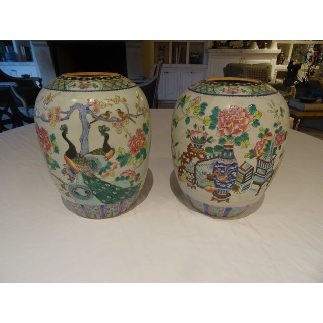 Ceramic Late 19th Century Chinese Famille Rose Mellon Jars - a Pair For Sale - Image 7 of 7