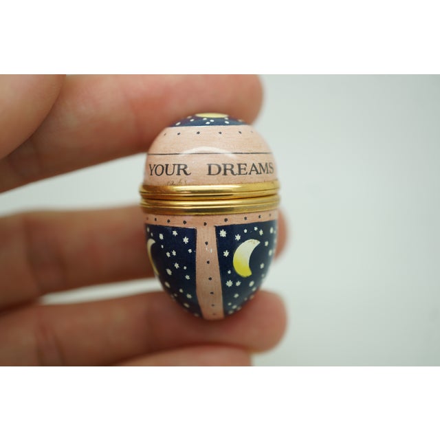 Halcyon Days Enamels England May All Your Dreams Come True Egg Trinket Pill Box For Sale - Image 4 of 11
