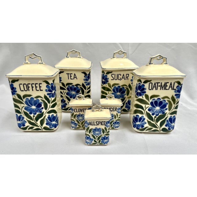 Antique Hand Painted Canister Set From Czechoslovakia For Sale - Image 9 of 9