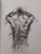This charcoal drawing captures the dynamic form of a male figure from behind, emphasizing the musculature and contours of...
