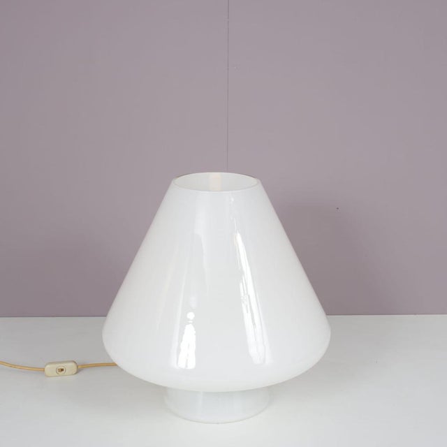 White Murano Glass Table Lamp by Venini, Italy, 1970s For Sale - Image 8 of 13