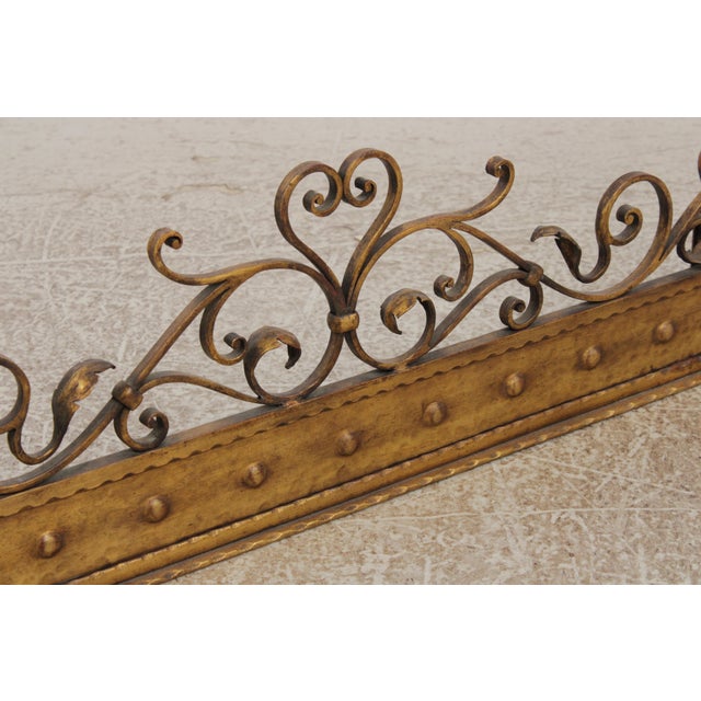 Gold Finish Iron Gothic Fireplace Fender Set For Sale In Philadelphia - Image 6 of 13