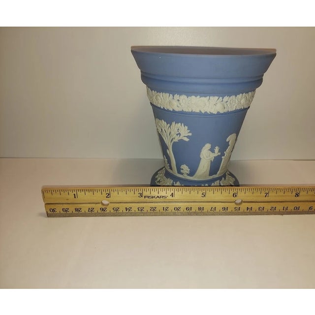Wedgwood Vintage Wedgwood Jasperware Blue Frog Vase For Sale - Image 4 of 6