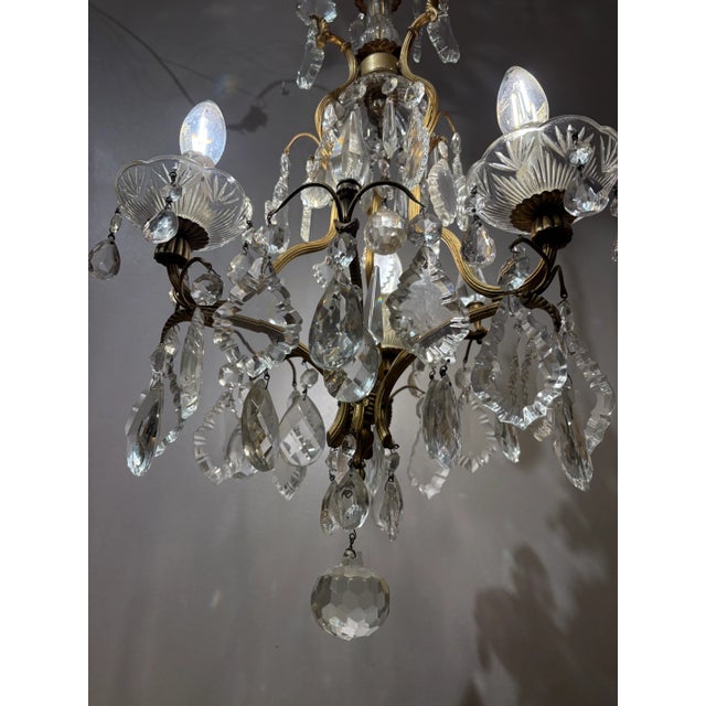 Brass Antique Italian Crystal Chandelier For Sale - Image 8 of 14