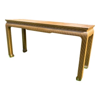 Vintage Baker Leather Console/ Sofa Table For Sale