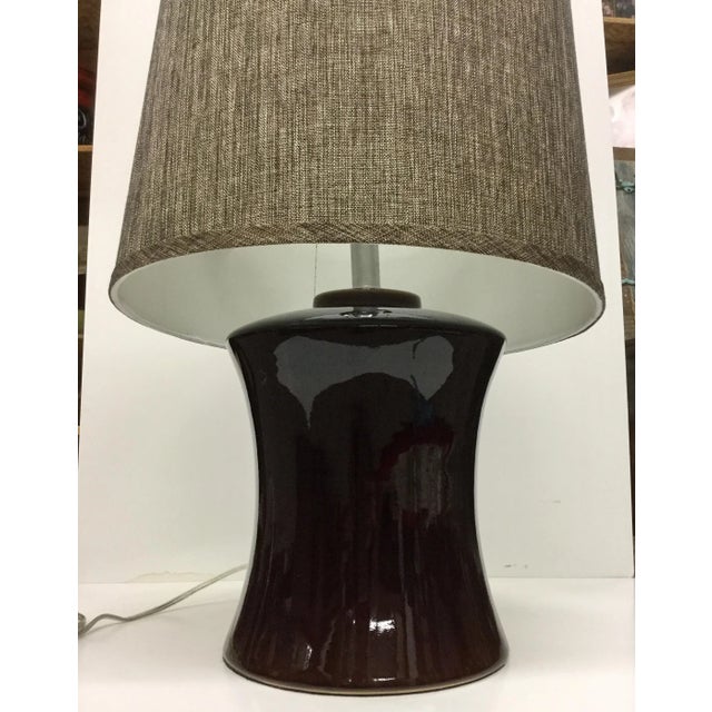 This Brutalist blackish brownish Ceramic Table Lamp has been waiting for the right shade to go perfectly with the color...