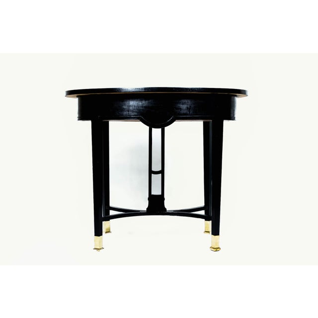 Art Nouveau Dining Table with Redish Marble Plate and Brass Feet, Vienna, 1910s For Sale - Image 4 of 18