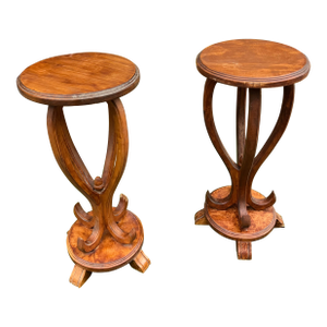1970s Pair of Art Deco Side Wooden Tables