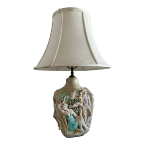Mid 20th Century Eugenio Pattarino Style Majolica Table Lamp