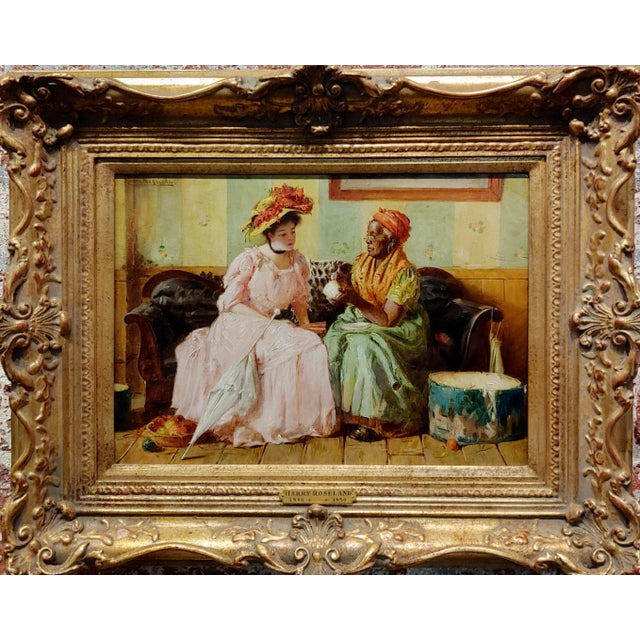 Harry Roseland -The Fortune Teller Reading the Tea Leaves-Oil Painting For Sale - Image 13 of 13
