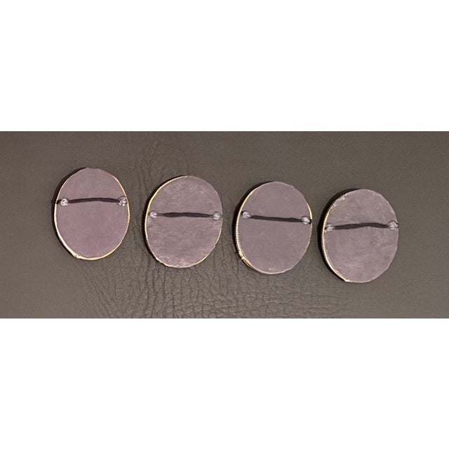 White Early 19th Century Four Hand Painted Oval Porcelain Medallions Gilded Age Ladies Framed Hanger on Back For Sale - Image 8 of 9