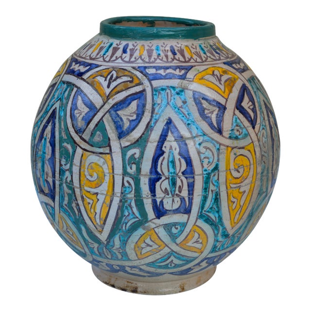 Polychrome Vase W/ Moorish Motif For Sale