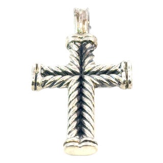 1990s David Yurman Sterling Silver Cross Pendant Estate For Sale