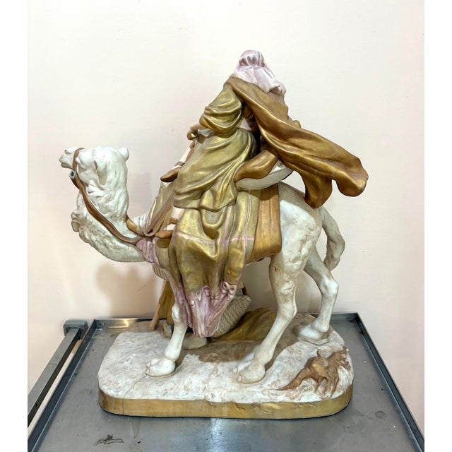 Early 20th Century Royal Dux Chzechoslovakia Huge Camel W/ Rider Porcelain Statue For Sale - Image 5 of 8