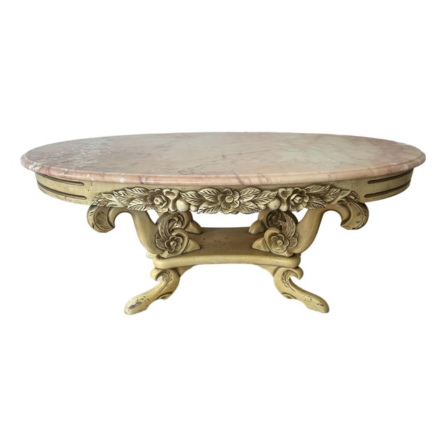 Vintage Pink Marble Coffee Table For Sale