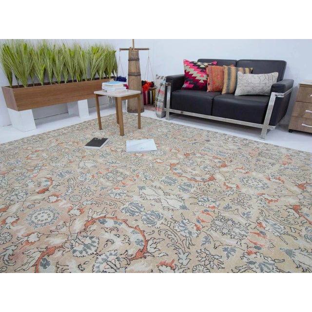 1960s Vintage Floral Turkish Oushak Rug- 9′6″ × 13′1″ For Sale In Los Angeles - Image 6 of 7