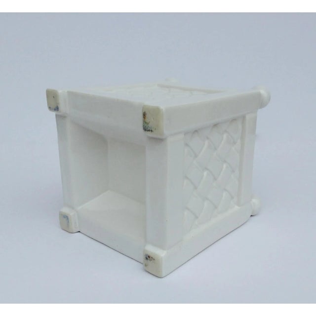 White Vintage White Porcelain Boxwood Basketweave Orchid Planter For Sale - Image 8 of 9