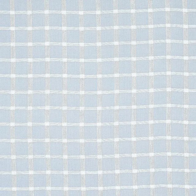 Sample - Schumacher X Vogue Living Pauline Check Casement Fabric in Chambray For Sale
