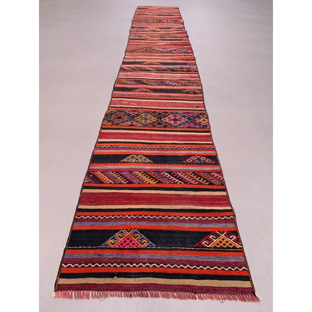 Textile Turkish Narrow Kilim Runner Rug For Sale - Image 7 of 7