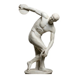 Discobolus – Classical Marble Discus Thrower Sculpture For Sale