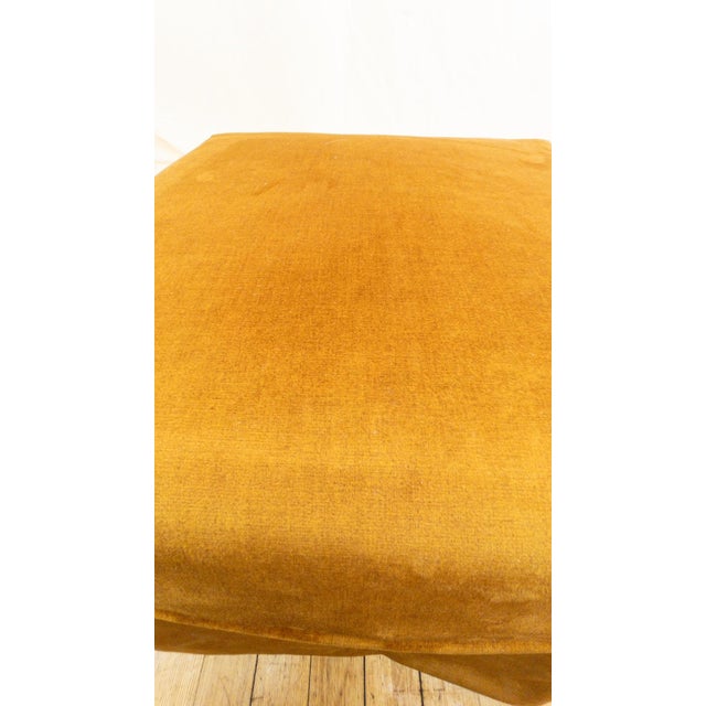 Contemporary Custom Velvet Skirted Ottoman (Set of 2) For Sale - Image 3 of 5