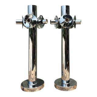 Vintage Polished Chrome Lamps After Sonneman - A Pair For Sale