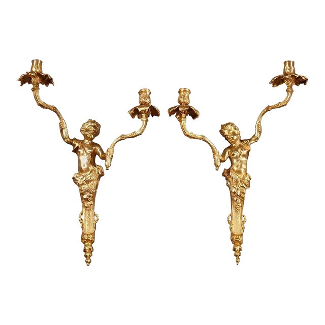 19th-Century Napoleon III Ormolu Sconces, Set of 2 For Sale