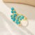14K Yellow Gold Natural Turquoise｜Pear｜Eye Clean Turquoise CTW: 3.50 Natural Diamond Grade: G Color｜VS Clarity Diamond...