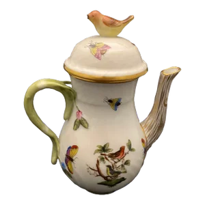Mid 20th Century Herend Rothschild Bird Small Coffee Espresso Pot