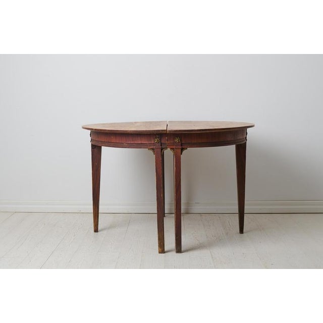 Gustavian (Swedish) Antique Swedish Demi Lune Tables with Faux Mahogany Paint, Set of 2 For Sale - Image 3 of 7