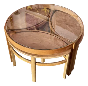 A Truly Functional Astro Teak and Glass Coffee Table by Nathan Furniture, Circa 1960s