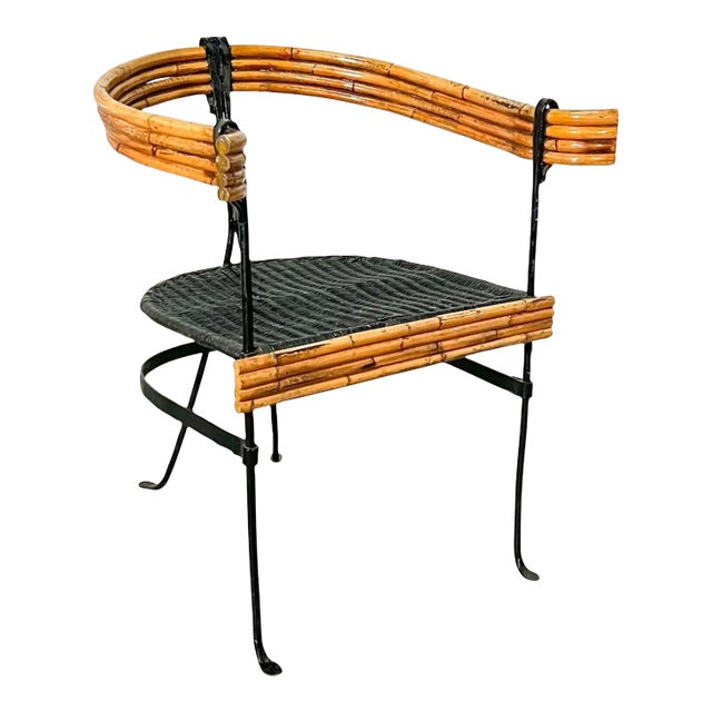 1960's Modern Sculptural Bent Bamboo and Iron Armchair For Sale
