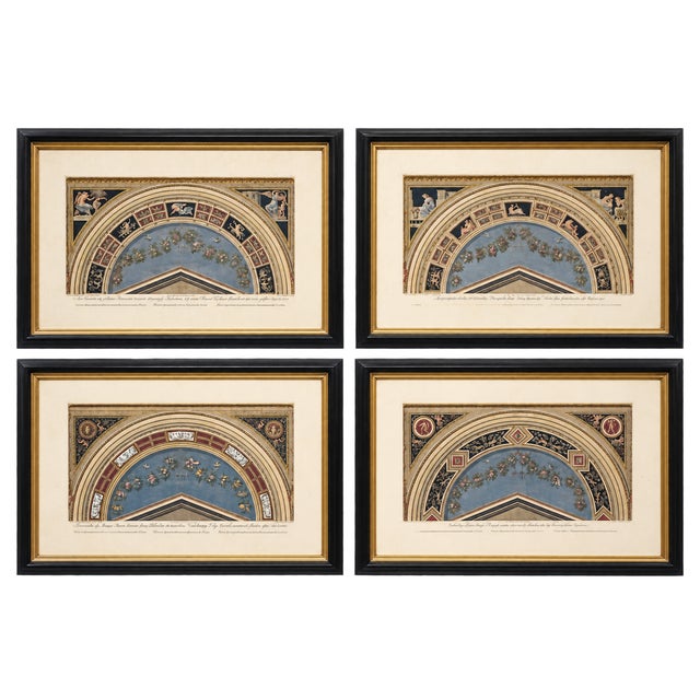 Raphael Vatican Loggias Hand-Colored Engravings by Giovanni Ottaviani, Set of 4, Circa 1770 For Sale