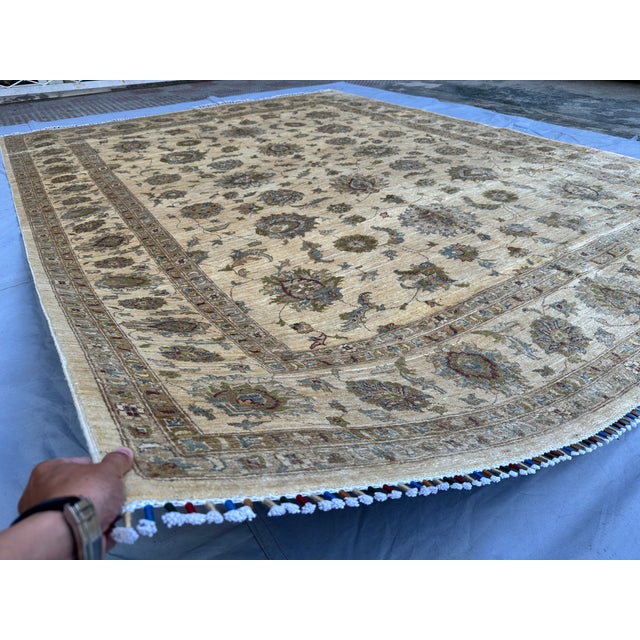 Hand-Knotted Afghan Oushak Chobi Wool Area Rug - 9'0" X 12'0" For Sale - Image 4 of 14
