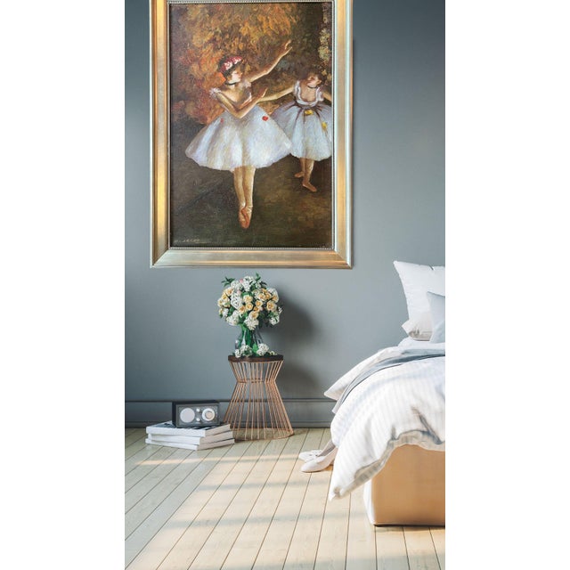 Edgar Degas 1990s Ballerina Dancers Degas Style Original Oil Painting, Framed For Sale - Image 4 of 17