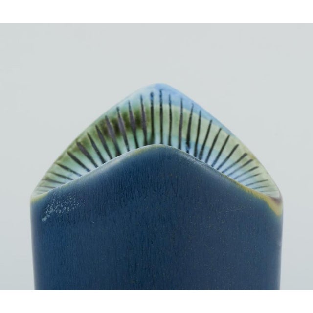 Modernist Ceramic Vase in Blue Glaze by Lisa Larson for Gustavsberg, Sweden, 1960s For Sale - Image 4 of 7