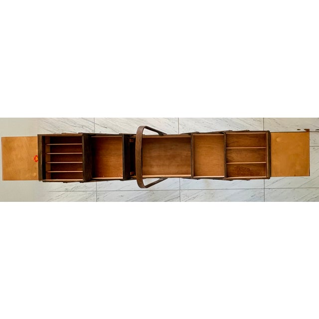 Mid 20th Century Stromenn Bruk Hamar Norway Mid-Century Modern Wooden Sewing Box For Sale In Palm Springs - Image 6 of 13