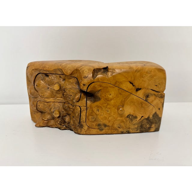 Brown Handcrafted Burl Wood Jewelry Box by Jeff Trag, 1980s For Sale - Image 8 of 11