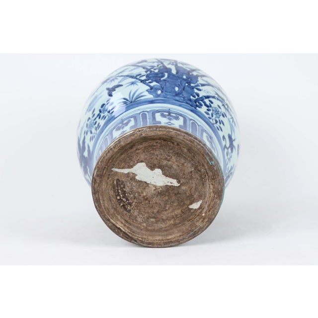 19th Century Ching Dynasty Blue and White Temple Vase Chairish