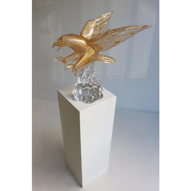 Mid-Century Modern Mid-Century Italian Murano Glass Eagle Sculpture with Gold Leaf by Arnaldo Zanella, 1970s For Sale - Image 3 of 18