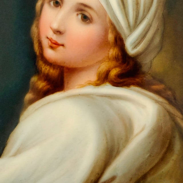19th Century Antique 19th C. German Porcelain Plaque of Beatrice Cenci Signed C. Russhuldt, Gilt Rococo Frame For Sale - Image 5 of 12