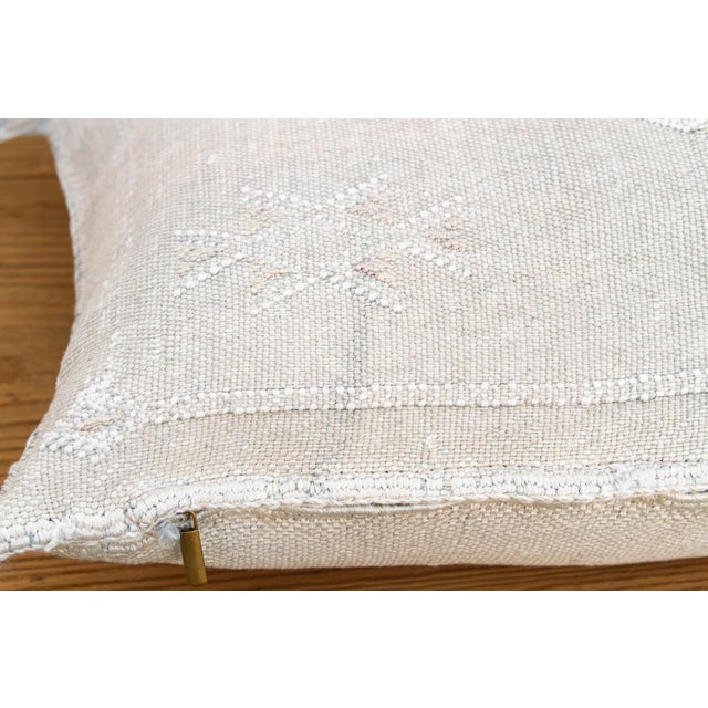 Linen Ivory Star Cluster Lumbar Moroccan Silk Pillow For Sale - Image 8 of 10