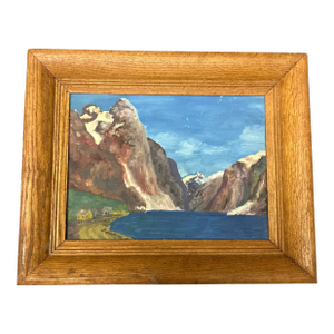 1970’s Original Impressionist Mountains and Lake Landscape Painting
