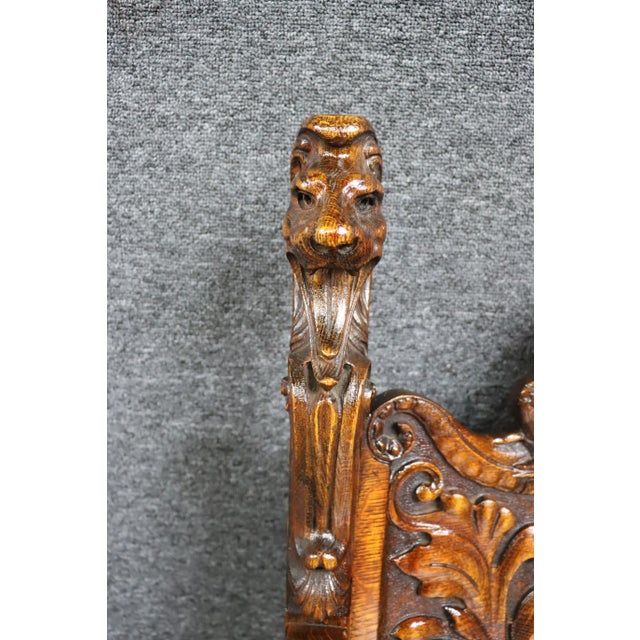 Victorian Quarter Sawn Oak Savonarola Chair For Sale - Image 11 of 12