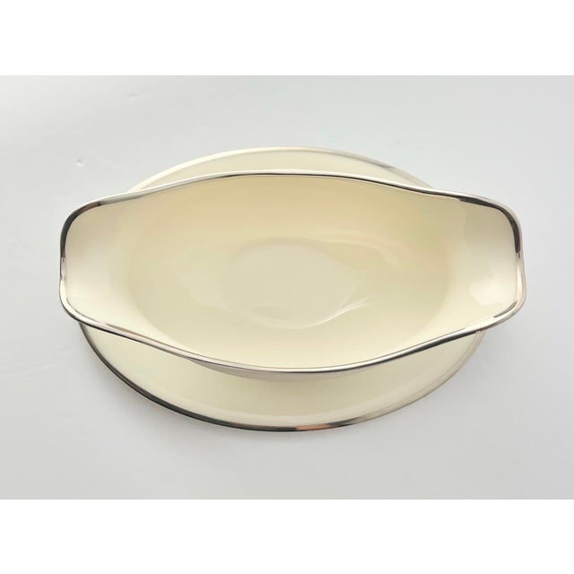 Contemporary 1980s Lenox “Montclair” Bone China Gravy or Sauce Boat W/Attached Under-Plate For Sale - Image 3 of 5