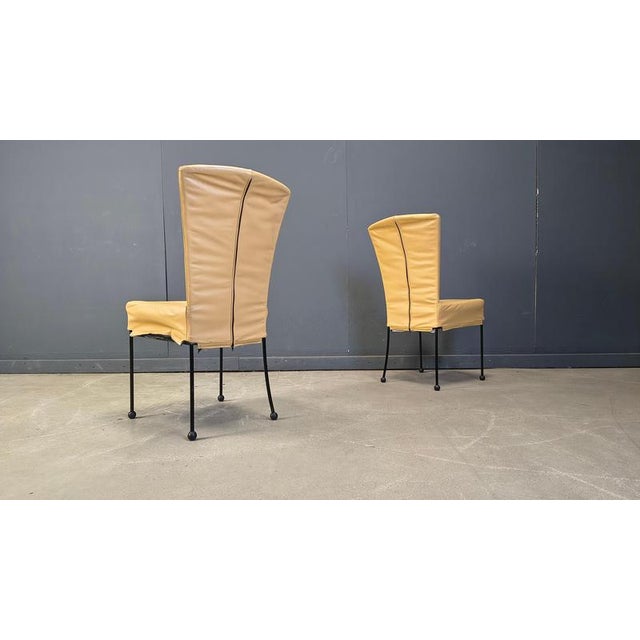 Vintage Leather Dining Chairs in the style of Gerard Van Den Berg, 1980s, Set of 6 For Sale - Image 4 of 12